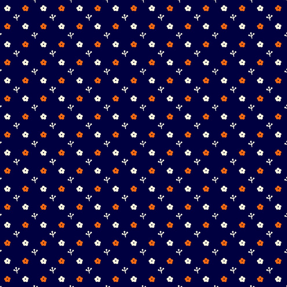 Otter Romp: Tiny Flowers, Navy