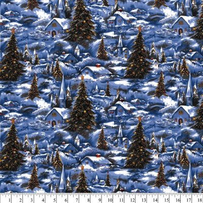Winter Village Scenic with Glitter