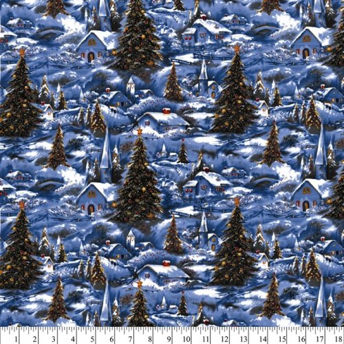 Winter Village Scenic with Glitter
