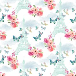 Eiffel Tower with flowers
