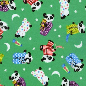 Hello Sleepy Parakeet Flannel - Green Sleepy Pandas