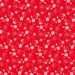 The Red & The Black: Floral Swirls White on Red
