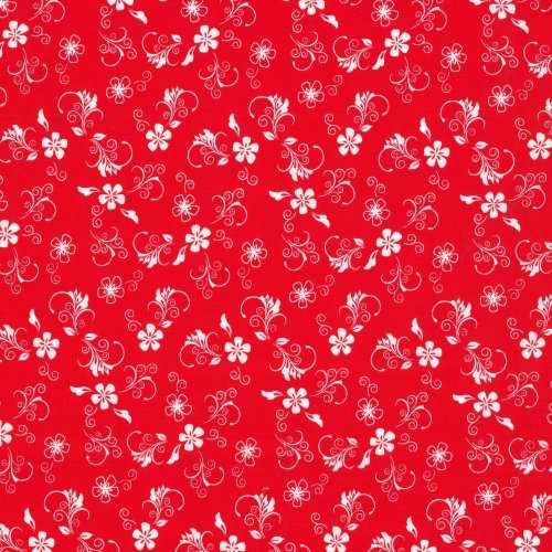 The Red & The Black: Floral Swirls White on Red