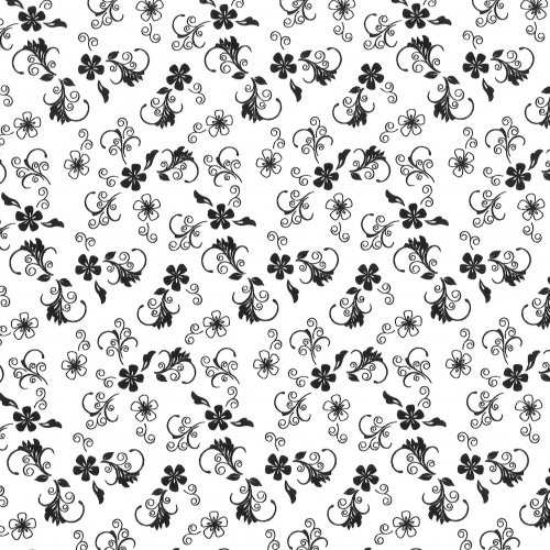 The Red & The Black: Floral Swirls Black on White