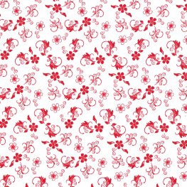 The Red & The Black: Floral Swirls Red on White