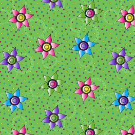 Small Flowers and Dots Green