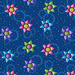 Small Flowers and Dots Navy