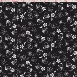 The Red & The Black: Floral Swirls White on Black