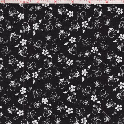 The Red & The Black: Floral Swirls White on Black