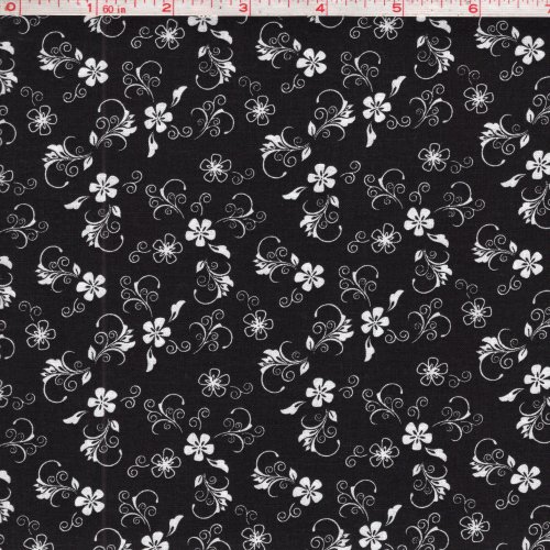 The Red & The Black: Floral Swirls White on Black