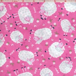 Kid's Print: Sheep, Pink
