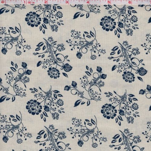 Circa 1800\'s Flower Bouquet Blue/Tan