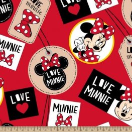 Polar Fleece: Minnie Badges Red