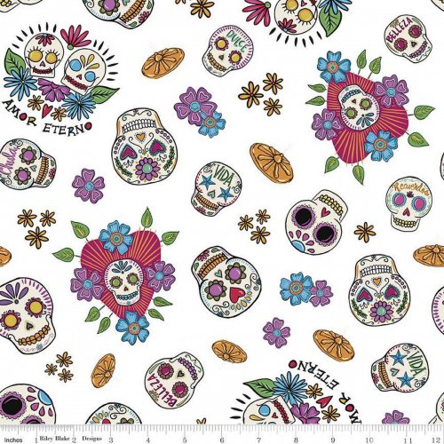 Amor Eterno Day of the Dead Sugar Skulls White