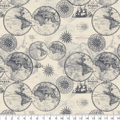 World Maps on Cream: Ocean Maps by Lula Bijoux Studio