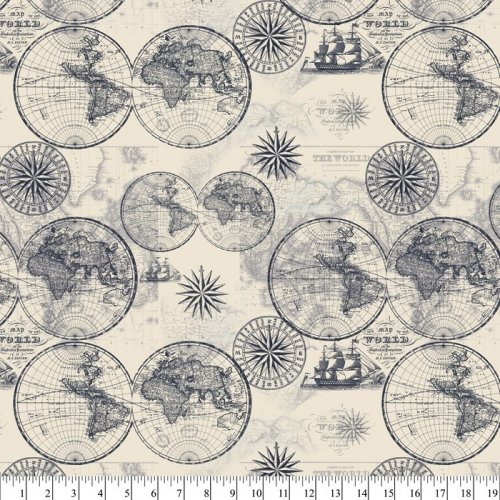 World Maps on Cream: Ocean Maps by Lula Bijoux Studio