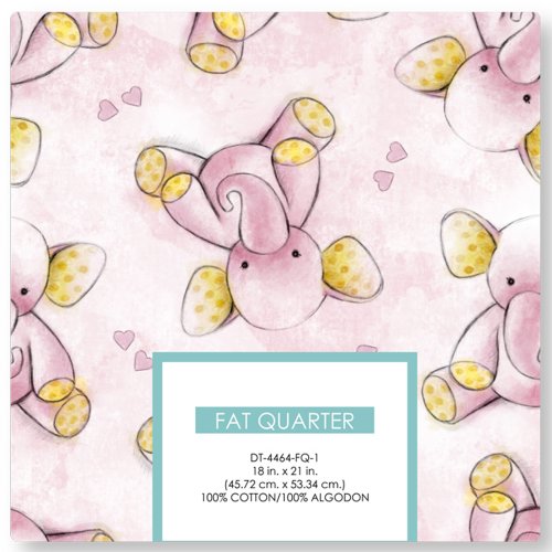 Sleepy Time Elephant Pink Fat Quarters