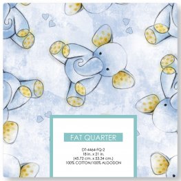 Sleepy Time Elephant Blue Fat Quarters