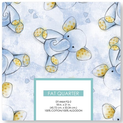 Sleepy Time Elephant Blue Fat Quarters