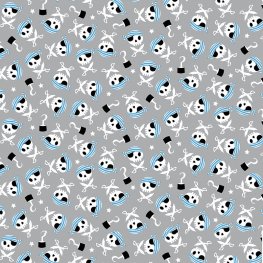Pirates Skulls And Swords Gray Flannel