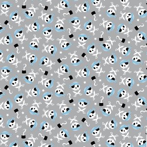 Pirates Skulls And Swords Gray Flannel
