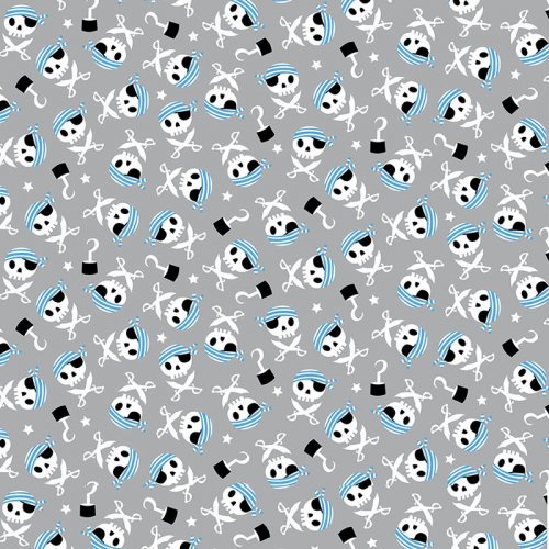 Pirates Skulls And Swords Gray Flannel