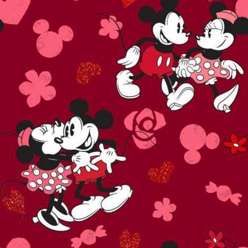 Mickey & Minnie Love With Red Metallic