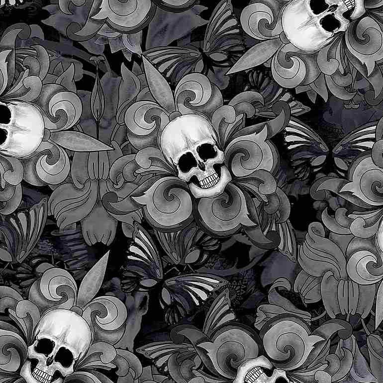Tossed Skulls Fleur De Lis
