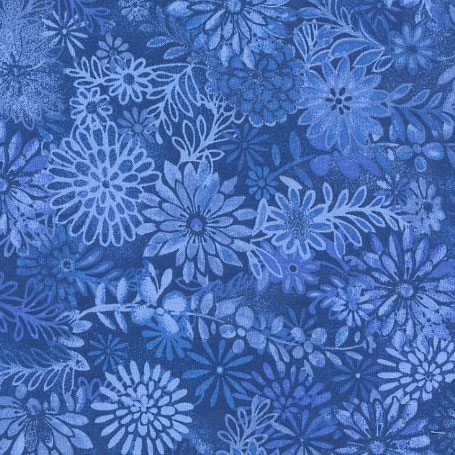 Wide Floral Forest Royal Blue