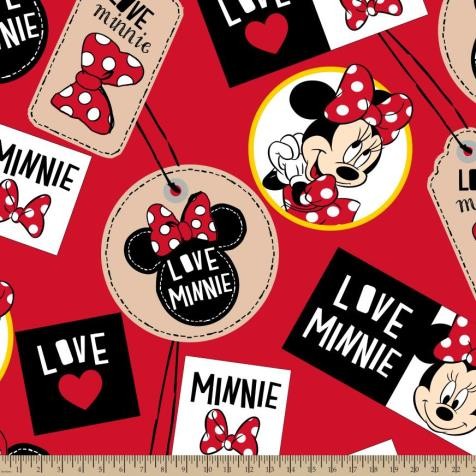 Polar Fleece: Minnie Badges Red